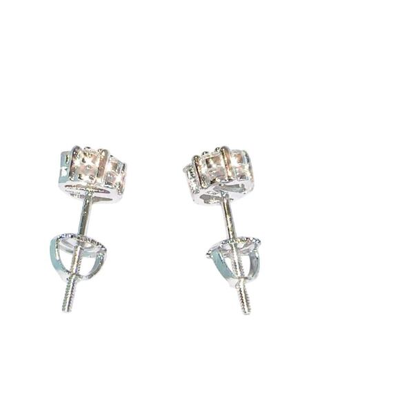 Moissanite Stud Earrings Mens 6mm D Color Sterling Silver - Picture 2 of 7